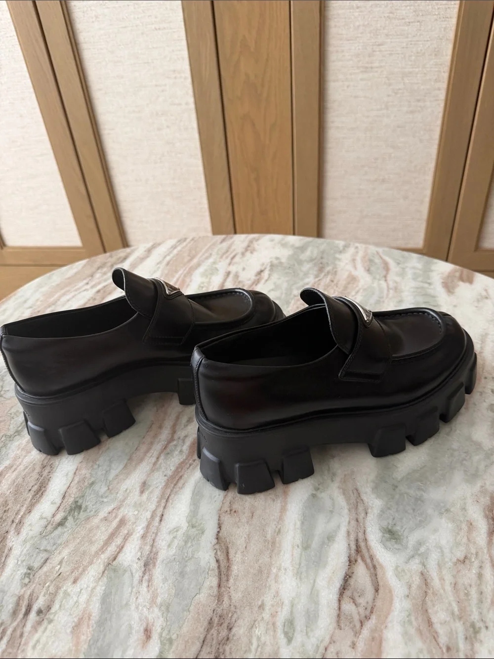 Prada Women’s Brushed Leather Monolith Loafers